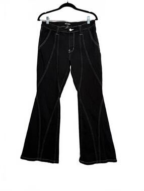 Hot Topic Black Flare Leg Jeans with Contrast Stitching Size 11